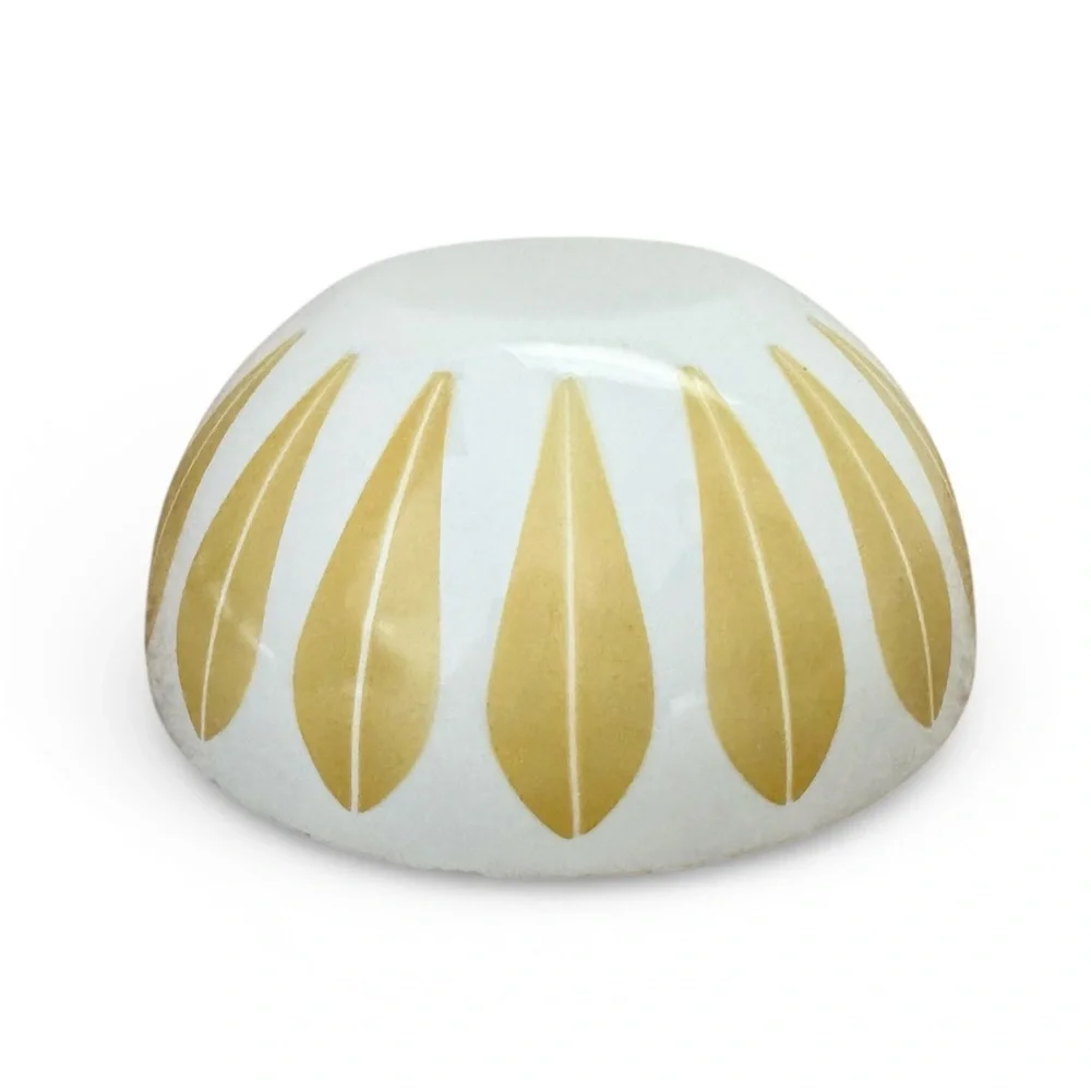 Vintage Cathrineholm Norway Enamelware 8″ Lotus Bowl  - Mustard Yellow & White - Picture 7 of 16